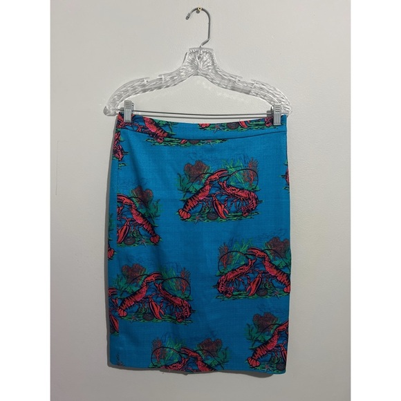 J.Crew Skirt Women’s Size 4 No. 2 Pencil Lobster Print Grasscloth AO728 - Picture 3 of 14